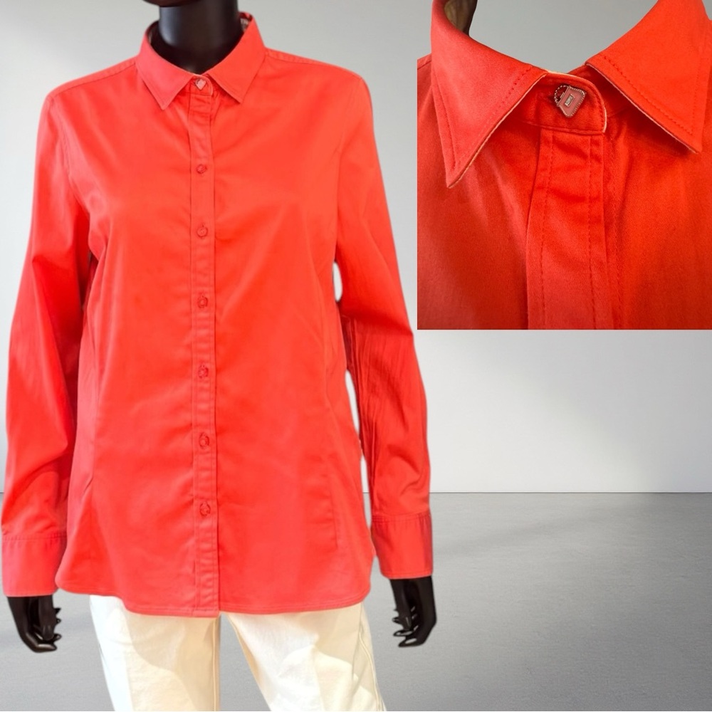 Robert Graham Button Front Top w/ Pink Purse Button Coral Orange